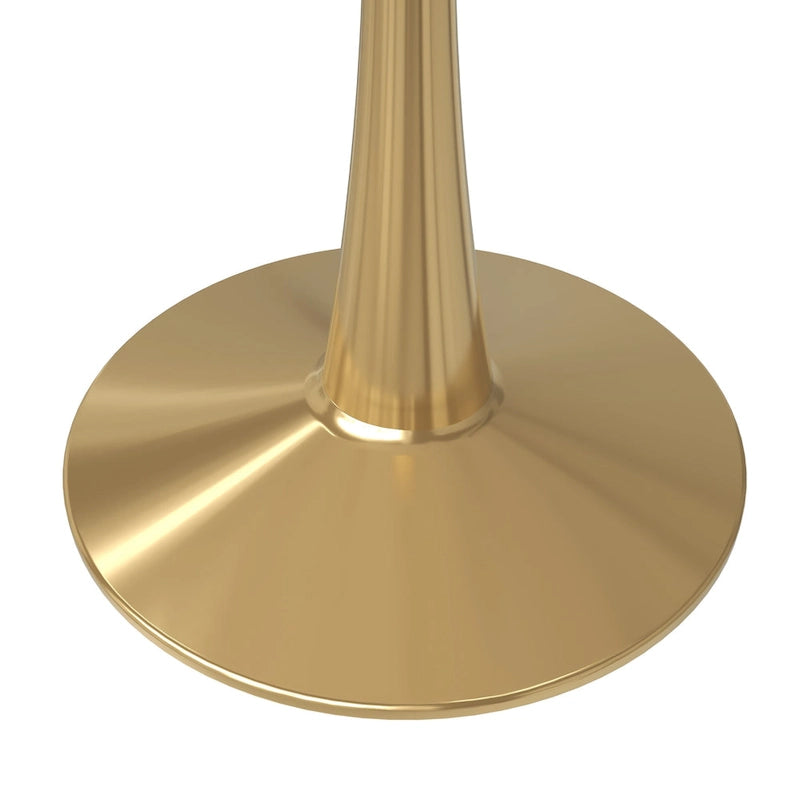 Tavolo da pranzo rotondo da 100 cm per 4 persone con piano in MDF e base in acciaio color oro per cucina e sala da pranzo