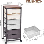 Carrello portaoggetti su rotelle con 6 cassetti - 12.99P x 16.3L x 34.4A