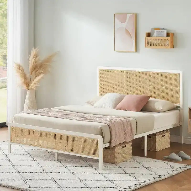 Letti Bohemien Moderni in Rattan con Luci Led