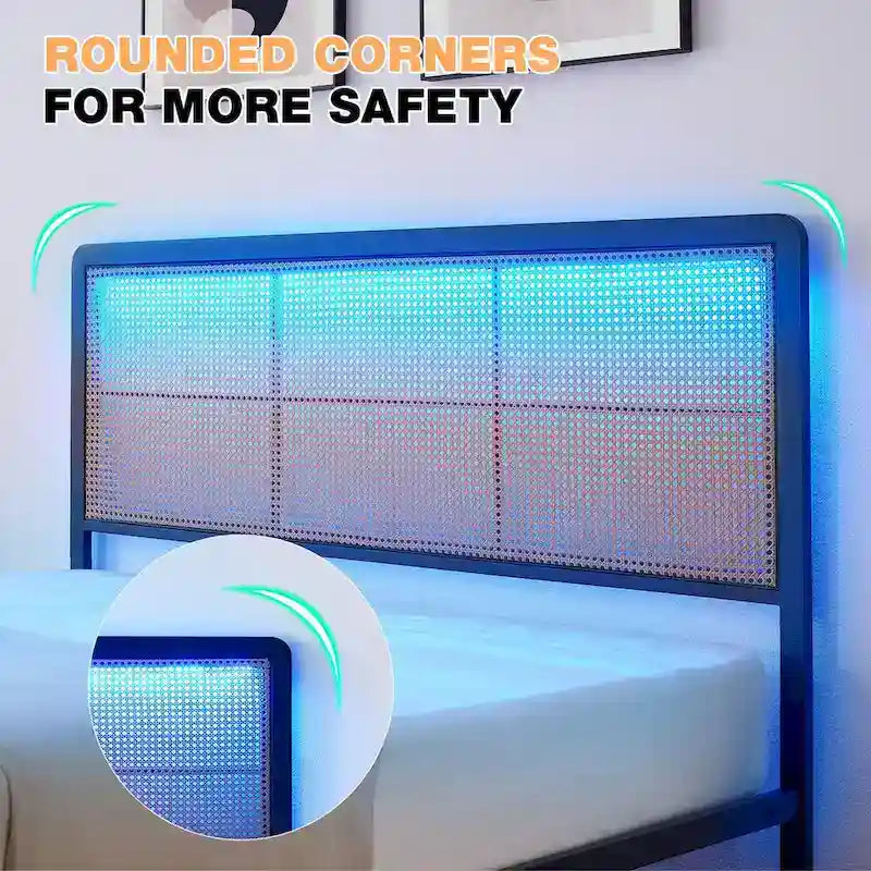 Letti Bohemien Moderni in Rattan con Luci Led