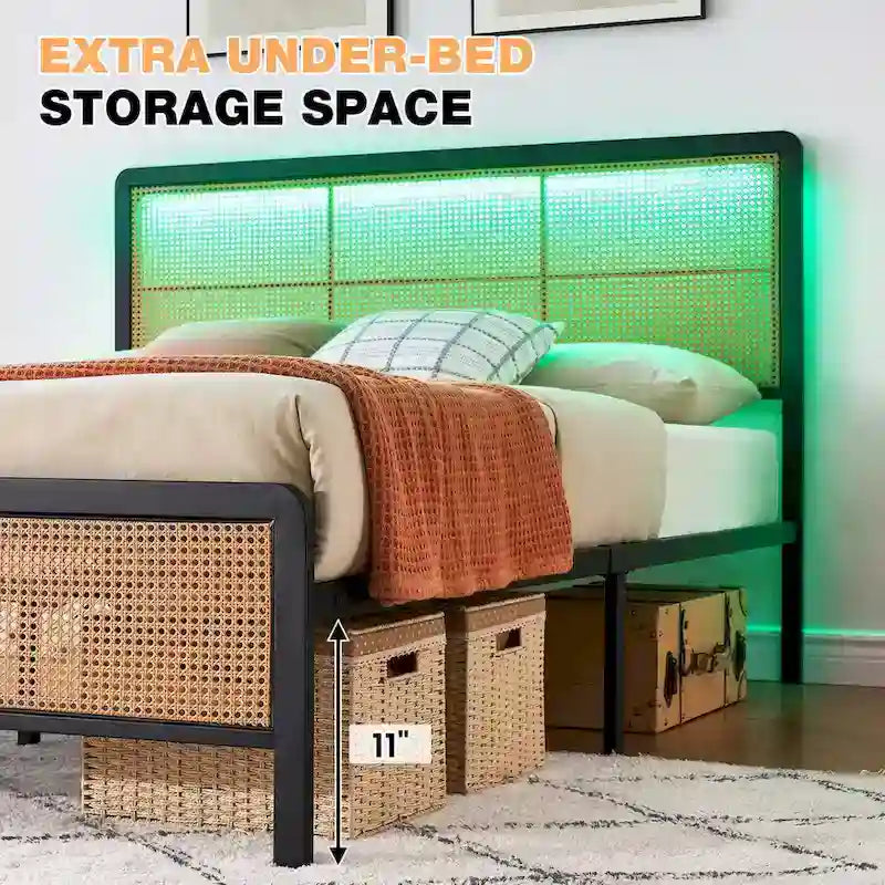 Letti Bohemien Moderni in Rattan con Luci Led