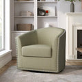 Poltrona girevole accent in lino imbottita con borchie, stile moderno