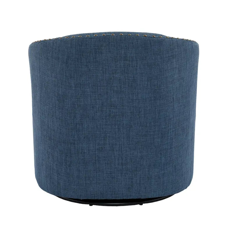 Poltrona girevole accent in lino imbottita con borchie, stile moderno