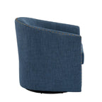 Poltrona girevole accent in lino imbottita con borchie, stile moderno