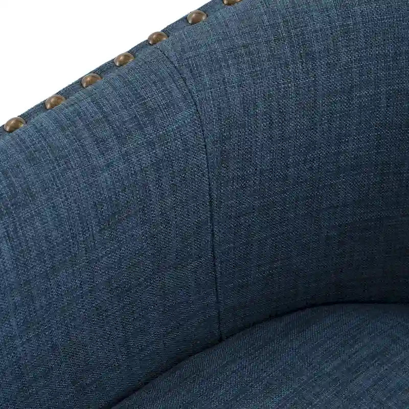 Poltrona girevole accent in lino imbottita con borchie, stile moderno