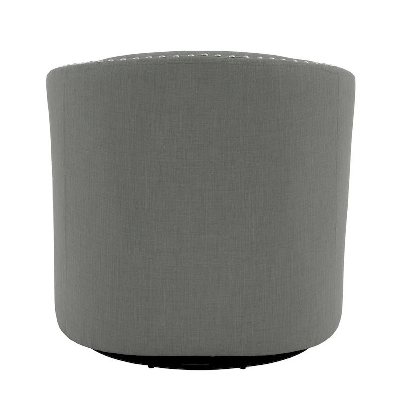 Poltrona girevole accent in lino imbottita con borchie, stile moderno