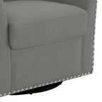 Poltrona girevole accent in lino imbottita con borchie, stile moderno