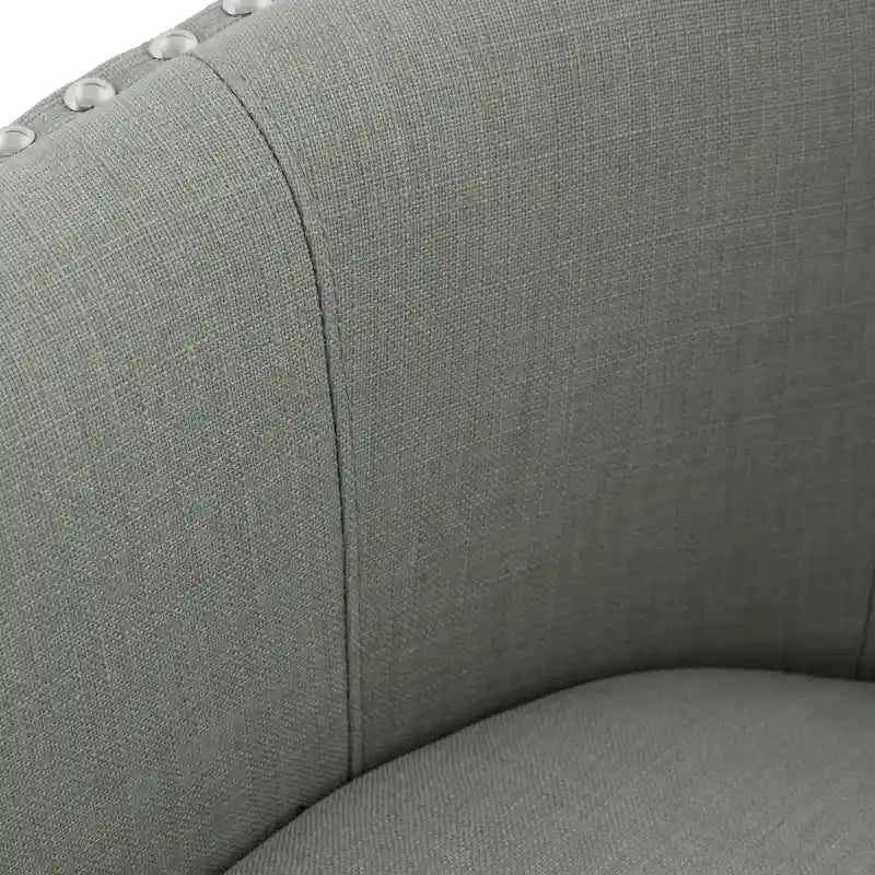 Poltrona girevole accent in lino imbottita con borchie, stile moderno