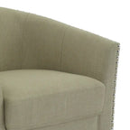 Poltrona girevole accent in lino imbottita con borchie, stile moderno