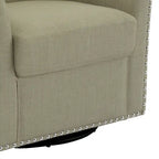 Poltrona girevole accent in lino imbottita con borchie, stile moderno