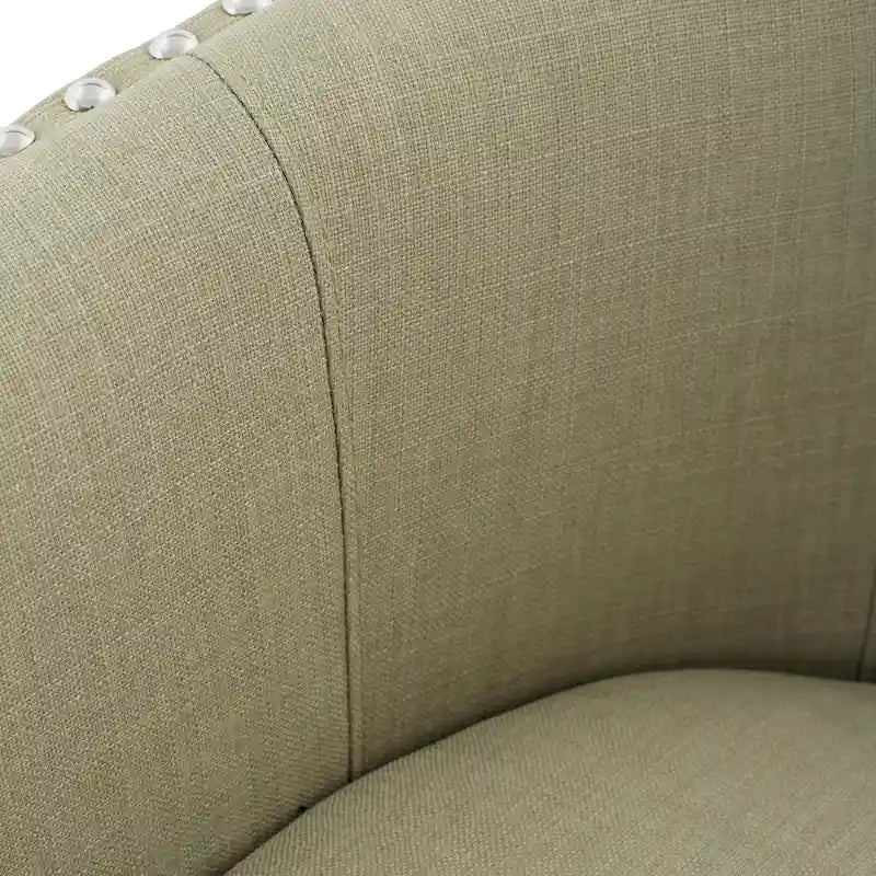 Poltrona girevole accent in lino imbottita con borchie, stile moderno