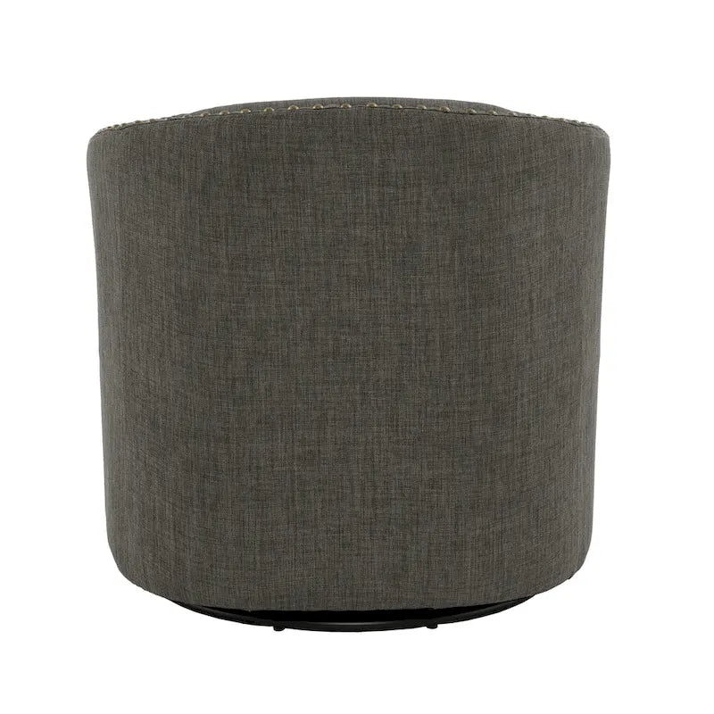 Poltrona girevole accent in lino imbottita con borchie, stile moderno